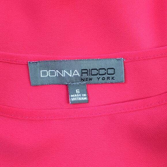 Donna Ricco Womens 6 Slit Sleeve Crepe Fuchsia Bright Pink Mini Shift Dress - Picture 8 of 10